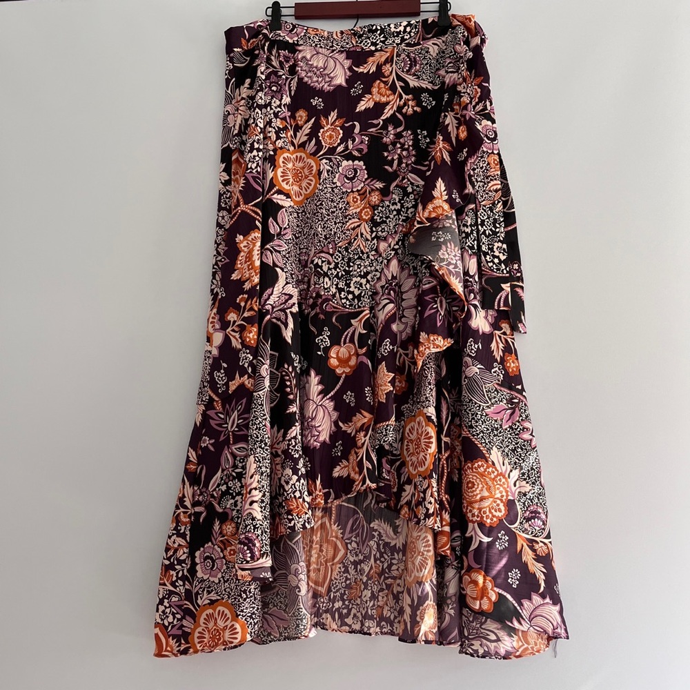 NWT Anthropologie Maeve Ruffled True Wrap Floral Flowy Maxi Skirt - Picture 16 of 17